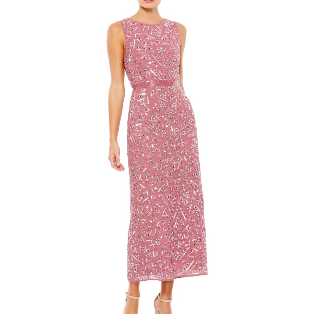 [NWT] Dusty Pink MIDI Sequin Cocktail from MAC DUGGAL